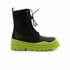 L'INTERVALLE Nagasaki Black Leather/Green Sole WOMEN