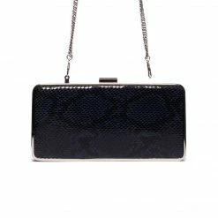 L'INTERVALLE Theodore Blue Snake Leather Clutch