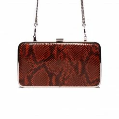 L'INTERVALLE Thais Red Snake Leather Clutch