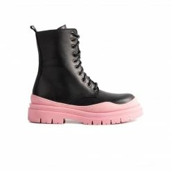 L'INTERVALLE Nagasaki Black Leather/Pink Sole WOMEN