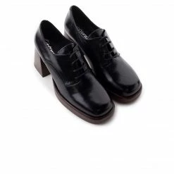 L'INTERVALLE Sevres Black Leather/Brown Heel WOMEN