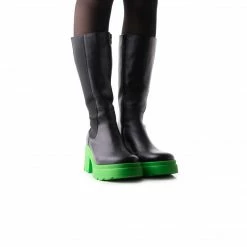 L'INTERVALLE WOMEN Raidon Black/Green Leather