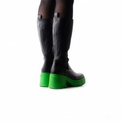 L'INTERVALLE WOMEN Raidon Black/Green Leather