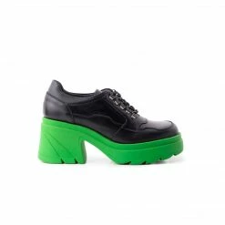 L'INTERVALLE WOMEN Rowdy Black/Green Leather