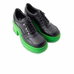 L'INTERVALLE WOMEN Rowdy Black/Green Leather