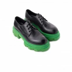 L'INTERVALLE WOMEN Baku Black Leather/Green Sole