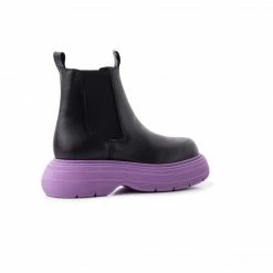L'INTERVALLE Martos Black Leather/Purple Sole WOMEN