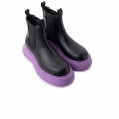 L'INTERVALLE Martos Black Leather/Purple Sole WOMEN