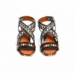 L'INTERVALLE Viera Black Leather Sale Sandals
