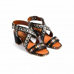 L'INTERVALLE Viera Black Leather Sale Sandals