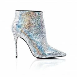 L'intervalle WOMEN Lucia Holographic Snake Silver Ankle Boots